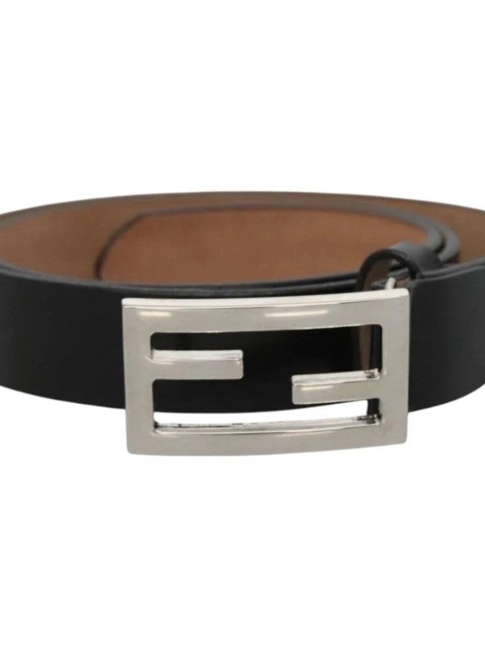 FENDI Belt Leather 41.3" Black Auth sw412 - Picture 2 of 11